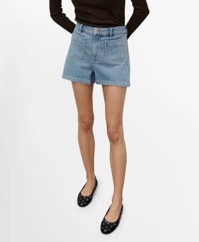 MANGO WOMEN'S POCKETS HIGH-WAISTED DENIM SHORTS