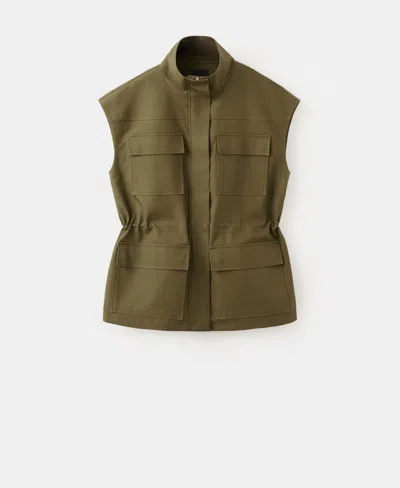 Mango Women's Pockets High-neck Vest In Green