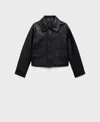 Mango Women's Pockets Leather-effect Jacket In Black