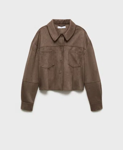 Mango Women's Pockets Leather Effect Jacket In Brown
