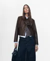 Mango Faux Leather Short Jacket In Brown