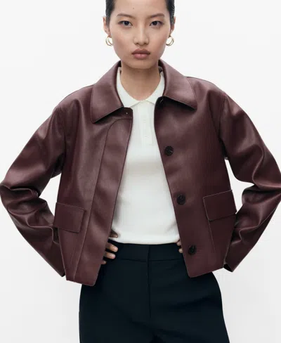 Mango Faux Leather Jacket In Brown