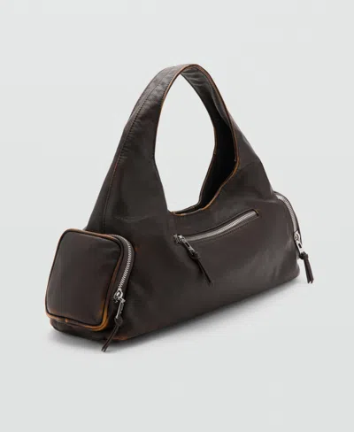 Mango Women's Pockets Shoulder Bag In Brown