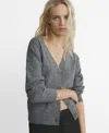 Mango V-neck Cardigan In Gray