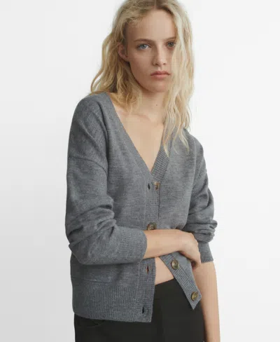MANGO WOMEN'S POCKETS V-NECK CARDIGAN