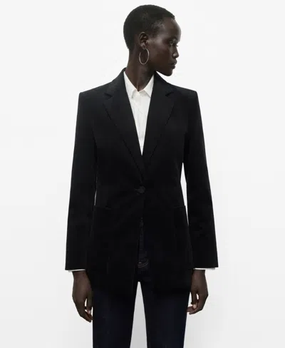 Mango Velveteen Jacket With Pockets Black