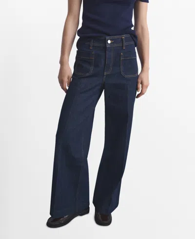 Mango Women's Pockets Wide Leg Jeans In Blue