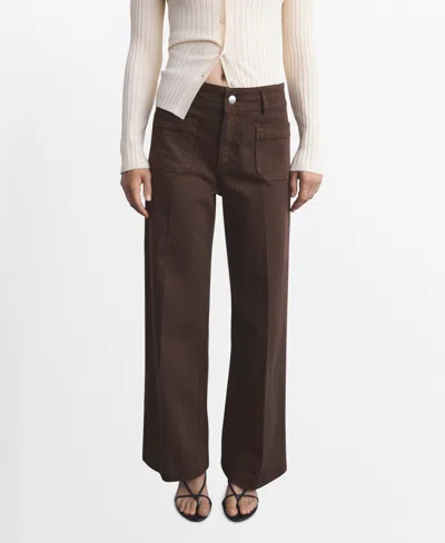 MANGO WOMEN'S POCKETS WIDE LEG JEANS