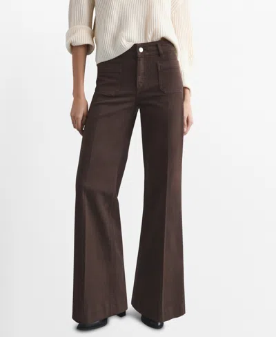 Mango Wide-leg Jeans With Pockets In Brown
