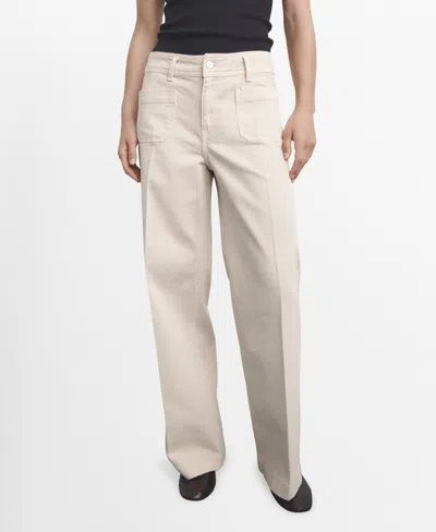 Mango Women's Pockets Wide-leg Jeans In Neutral