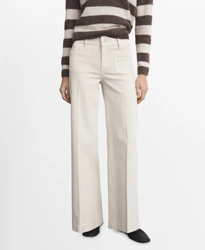 Mango Women's Pockets Wide-leg Jeans In White