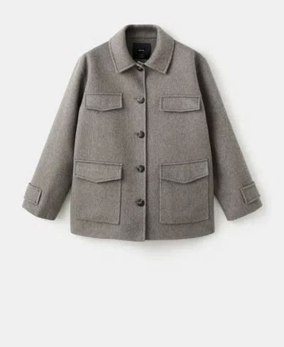 Mango Wool Blend Jacket In Gray