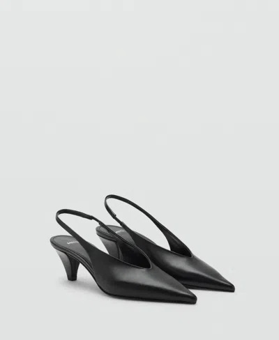 Mango Women's Pointed-toe Leather Heeled Shoes In Black