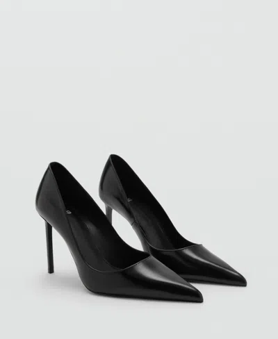 Mango Pointed-toe Leather Heeled Shoes Black