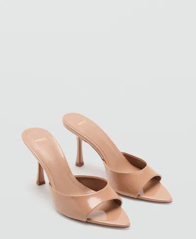 Mango Pointed Heel Sandals Nude In Brown