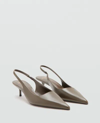 Mango Women's Pointed-toe Leather Heeled Shoes In Brown