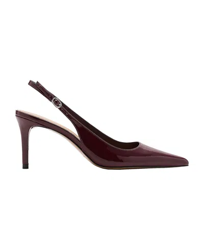 Mango Women's Pointed-toe Slingback Patent Finish Court Shoes In Burgundy