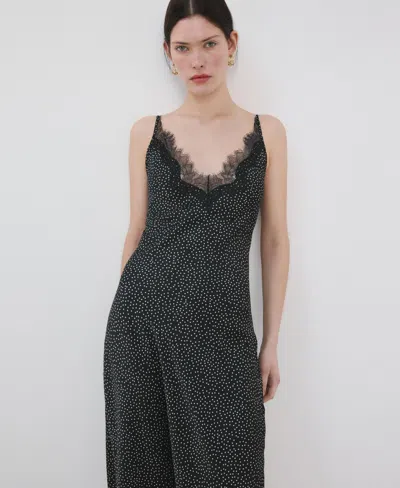 Mango Women's Polka Dot Lace Dress In Black