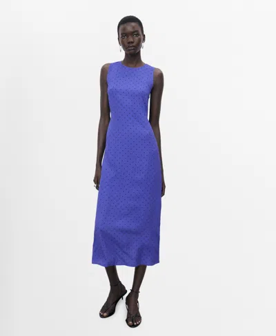 Mango Women's Polka Dot Midi Dress In Blue