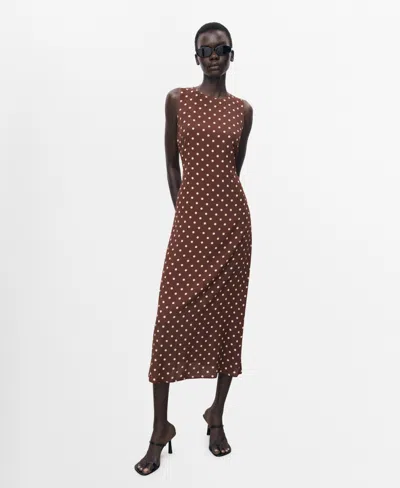 Mango Women's Polka Dot Midi Dress In Brown