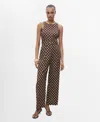 Mango Women's Polka-dots And Belt Linen Jumpsuit