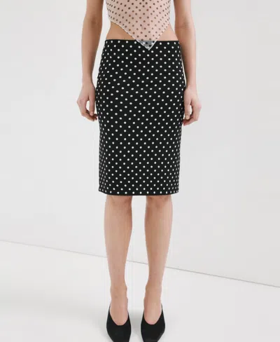 Mango Women's Polka Dots Midi Skirt In Black