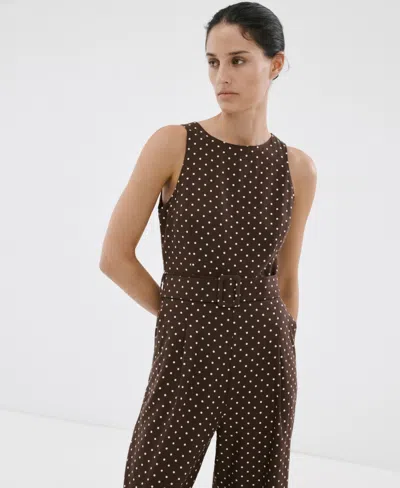 Mango Women's Polka-dot Belted Linen Jumpsuit In Multi