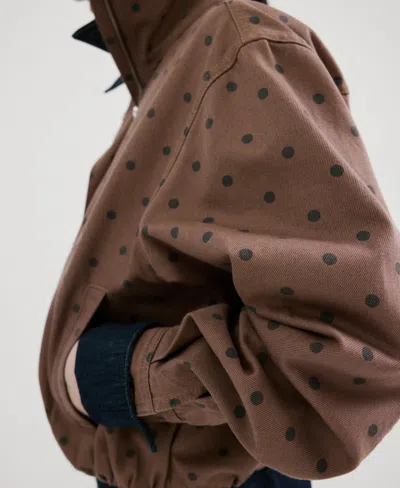 Mango Women's Polka-dot Denim Bomber Jacket In Brown