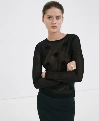 Mango Women's Polka-dot Knitted Sweater In Black