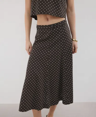 Mango Women's Polka-dot Linen Skirt In Multi