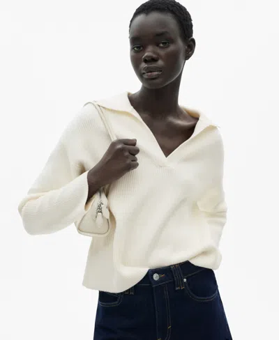 Mango Women's Polo Neck Knitted Sweater In Ecru