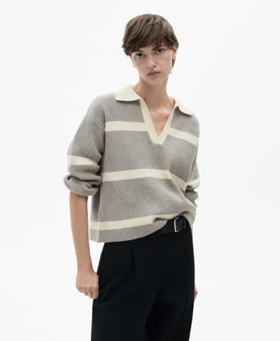 Mango Women's Polo Neck Knitted Sweater In Gray