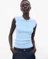 Mango Women's Polo-neck Knitted Top In Blue