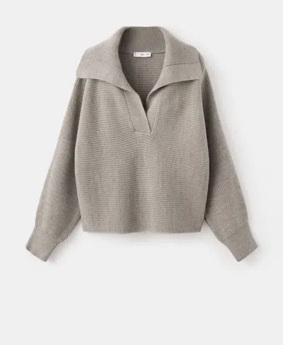 Mango Women's Polo-neck Ribbed Sweater In Gray