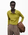Mango Women's Polo-neck Ribbed Sweater In Green