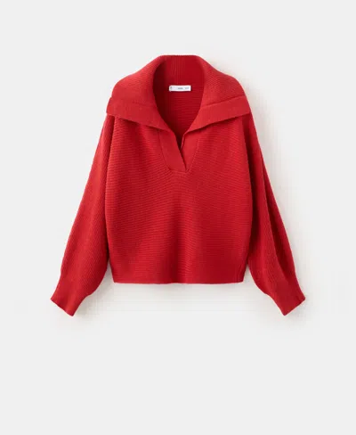 Mango Women's Polo-neck Ribbed Sweater In Red