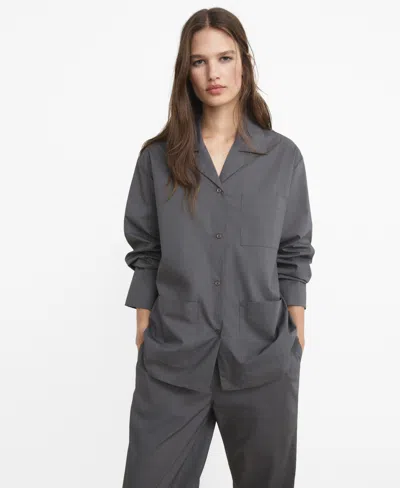 Mango Women's Poplin Pajama Shirt In Gray