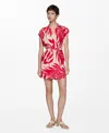 Shop Mango Women's Print Wrap Dress In Ecru