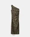 Mango Printed One-shoulder Midi Dress In Multi