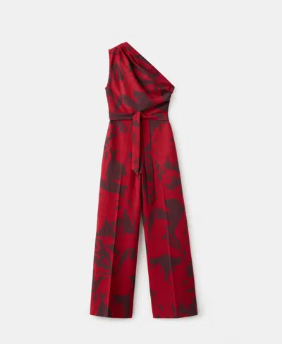 Mango Women's Printed Asymmetrical Jumpsuit In Red