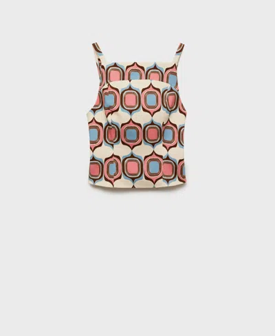 MANGO WOMEN'S PRINTED BOAT-NECK TOP