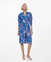 Mango Floral Print Dress With Bow Blue In Blue