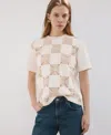 Mango Lace Inset T-shirt In White