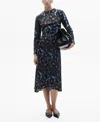 Mango Women's Printed Draped Satin Dress In Blue