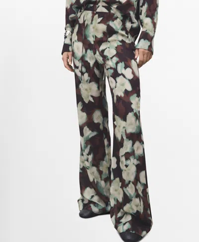 Mango Women's Printed Flared Pants In Green