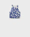 Mango Women's Printed Linen-blend Top In Blue