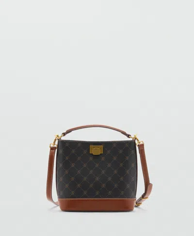 Mango Women's Printed Logo Mini Shopper Bag In Brown