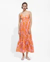 Mango Printed Long Dress Orange In Orange
