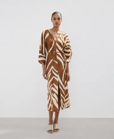 Mango Women's Printed Midi Dress In Brown