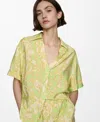 Mango Printed Short-sleeved Shirt Lime In Lime